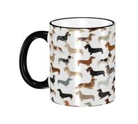 Mug,330 ml Ceramic Cup Coffee Cup Tea Cup for Kitchen Restaurant Office,Smooth Wire Haired Long Haired Dachshunds Dogs Pets