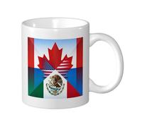 Mug America Canada Mexico Combination Friendship Flags Mugs Cappuccino Ceramic Cup Custom Tea Cup for Kitchens Restaurants Work 330Ml