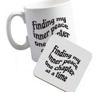 Mug and Coaster Finding Inner Peace One Chapter at a Time Left Handed