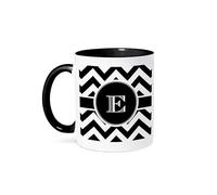 Mug Black and White Monogram Initial E 330Ml Tea Mug Classic with Handle Coffee Cups for Café Home Latte