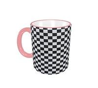 Mug,Black and White Plaid Gingham Checkered Ceramic Cup Coffee Cup Tea Cup Suitable for Kitchen Restaurant Office 330 ml