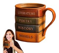 Mug, Book Resin Mug, Handmade 3D Comfortable Grip, Appealing Color, Tea Cup for Reader, Librarian, Writer, Desk, Kitchen Decor, Gift Idea, Bookshelf Display, Novelty Beverage Use
