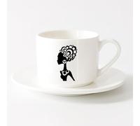 Mug - Ceramic Hot Sex Appeal Girl African Lady Cool Living （6oz/175ml） Perfect for Kitchens, Restaurants & Cafes, Great Gift Idea，Sets Tea Cup with Saucers (White)