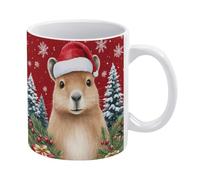 Mug Christmas Capybara Wearing A Red Hat Coloured Coffee Mug Classic Ceramic Cups for Friends Restaurant Hot Brew