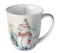 Mug Christmas Snowman with Joy Porcelain Motif Mug for the Set Table and as a Gift 0.4 L x H 10.5 cm