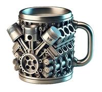 Mug - Coffee Cups - Wine Glasses, Personalized Stainless Steel Mug V8 & V6 Engine Design, Engines Stainless Steel Cup, Perfect for Car Enthusiasts, 15oz Stainles Steel Mugs(V6)