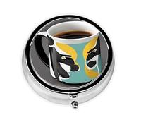 Mug Coffee Take-Along Pill Box, Portable Round Pill Box, fits in Your Purse Pocket Lightweight 3 Compartment Pill Box,