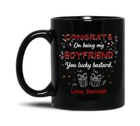Mug Congrats On Being My Boyfriend Coffee Mug Personalised with Your Text Ceramic Cup Cappuccino Mugs for for Best Friend Men Women Work 330Ml