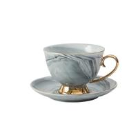 Mug Cups Simple Marble Pattern Ceramic Coffee Cup And Saucer Set Afternoon Tea Cup Red Tea Cup Couple Cup And Saucer Coffee Mug (Color : Gris)