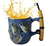 Mug de Pêcheur Rigolo - Tasse à Café Thématique avec Poignée Moulinet et Fil de Pêche - Mug en Résine 200 ml pour Latte, Thé et Bière - Idée Originale pour Papa, -Père et Passionnés de