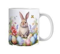 Mug, Easter Coffee Mugs | Colorful Eggs Printed Flat Coffee Mug - Cute Cartoon Ceramic Mug, Funny Novelty Portable Mugs For Hot Coffee Milk Tea Coffee Tea Coffee