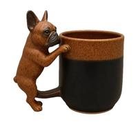 Mug for Puppies - Realistic Glass Tableware for Dogs, Original Drink Holder, Artistic Handle, Morning Refreshment Plate, Breakfast Corner Essential, Light Brown Small Handgeha