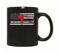Mug Gift for Nurse Red Line Patriot Show Support Ceramic Cup Personalised with Your Text Coffee Mug Cappuccino for Kitchens Work Men Women 330Ml