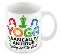 Mug Gift for Yoga Enthusiast -Yoga Basically an Hour Trying Not to Fart
