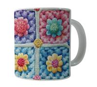 Mug Granny Square Crochet Crocheting Pattern Ceramic Cup Cappuccino Coffee Mug Great Gift Idea Coffee Cups for Work Kitchens Restaurants 330Ml