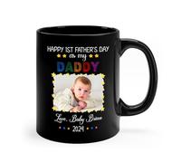 Mug Happy 1St Fathers Day As My Daddy Black Tea Cup Personalised with Your Text Coffee Cups Great Gift Idea Ceramic Cup Men Women for Restaurants Work 330Ml