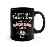 Mug Happy 1St Fathers Day As My Grandad Black #1 Coffee Cups Personalised with Your Text Mugs Great Gift Idea Tea Cup for Best Friend for Kitchens Work 330Ml