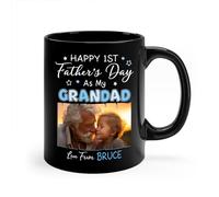 Mug Happy 1St Fathers Day As My Grandad Black #2 Tea Cup Personalised with Your Text Mugs Great Gift Idea Ceramic Cup Work for Men Women Kitchens 330Ml