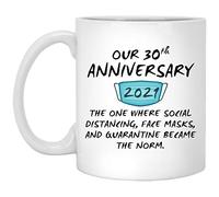 Mug Happy 30Th Anniversary Ceramic Cup Great Gift Idea Coffee Cups Personalised with Your Text Mugs for Kitchens Men Women Restaurants 330Ml