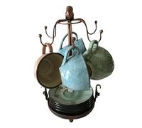 Mug Holders for Home Tea Cup Vintage Bronze Iron Coffee Cup Holder Storage Tea Mug Saucer Display Rustic