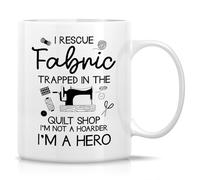 Mug I Rescue Fabric Trapped in The Quilt Shop Mugs Personalised with Your Text Tea Cup Great Gift Idea for Work Men Women Restaurants 330Ml