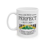 Mug I'm Not Perfect But I'm from Jamaica and That's Close Enough Tea Cup Great Gift Idea Mugs Personalised with Your Text Coffee Cups for Kitchens for Best Friend Men Women 330Ml