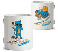 Mug (in French) About cat. at Home, The cat Rules - A la Maison C'est le Chat qui commande - 350 ml Ceramic