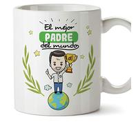 (Mug in Spanish) Father Original cups of coffee and breakfast to give to Papa - The best Father in the world - Ceramic 350 ml