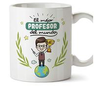 (Mug in Spanish) Teacher Original cups of coffee and breakfast to give to professional workers - The best Teacher in the world - Ceramic 350 ml