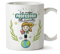 (Mug in Spanish) Teacher Original cups of coffee and breakfast to give to professional workers - The best Teacher in the world - Ceramic 350 ml