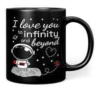 Mug Love Gift Partner Couple - I love you to infinity and beyond - Gift Girlfriend Boyfriend - Favourite Person - Christmas Gifts Women (I Love You - Infinity - Black) Ceramic 330 ml