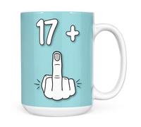 Mug Monster - 18th Birthday Mug, I Am 17 + 1, Gift for 18 Year Old, Novelty Mug - Ceramic Coffee Mug/Cup, Gift for Men or Women, Extra Large and Giant Mug Available, 15oz White Mug