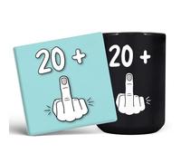 Mug Monster - 21st Birthday Mug, I Am 20 + 1, Gift for 21 Year Old, Novelty Cup - Ceramic Coffee Beaker/Cup, Gift for Men or Women, Extra Large and Giant Available, 15oz Black & Coaster