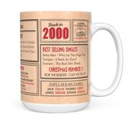 Mug Monster - 25th Birthday Gift - Back in 2000 in This Year Mug, Present for Men and Women, Birthday Gifts for Women, Birthday Gifts for Men, 25th Anniversary, 15oz White Mug