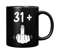 Mug Monster - 32nd Birthday Mug, I Am 31 + 1, Gift for 31 Year Old, Novelty Mug - Ceramic Coffee Mug/Cup, Gift for Men or Women, Extra Large and Giant Mug Available, 11oz Black Mug