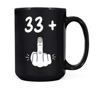 Mug Monster - 34th Birthday Mug, I Am 33 + 1, Gift for 34 Year Old, Novelty Cup - Ceramic Coffee Beaker/Cup, Gift for Men or Women, Extra Large and Giant Available, 15oz Black