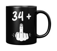 Mug Monster - 35th Birthday Mug, I Am 34 + 1, Gift for 35 Year Old, Novelty Cup - Ceramic Coffee Beaker/Cup, Gift for Men or Women, Extra Large and Giant Available, 11oz Black