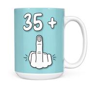 Mug Monster - 36th Birthday Mug, I Am 35 + 1, Gift for 36 Year Old, Novelty Cup - Ceramic Coffee Beaker/Cup, Gift for Men or Women, Extra Large and Giant Available, 15oz White