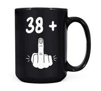 Mug Monster - 39th Birthday Mug, I Am 38 + 1, Gift for 39 Year Old, Novelty Cup - Ceramic Coffee Beaker/Cup, Gift for Men or Women, Extra Large and Giant Available, 15oz Black