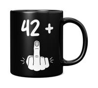 Mug Monster - 43rd Birthday Mug, I Am 42 + 1, Gift for 43 Year Old, Novelty Cup - Ceramic Coffee Beaker/Cup, Gift for Men or Women, Extra Large and Giant Available, 11oz Black