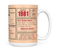Mug Monster - 45th Birthday Gift - Back in 1981 in This Year Mug, Present for Men and Women, Birthday Gifts for Women, Birthday Gifts for Men, 45th Anniversary Present, 15oz White Mug