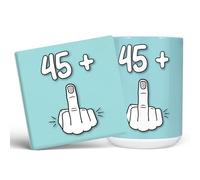 Mug Monster - 46th Birthday Mug, I Am 45 + 1, Gift for 46 Year Old, Novelty Mug - Ceramic Coffee Mug/Cup, Gift for Men or Women, Extra Large and Giant Mug Available, 15oz White Mug & Coaster