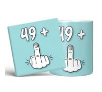 Mug Monster - 50th Birthday Mug, I Am 49 + 1, Gift for 50 Year Old, Novelty Cup - Ceramic Coffee Beaker/Cup, Gift for Men or Women, Extra Large and Giant Available, 20oz White & Coaster