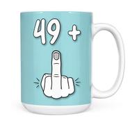 Mug Monster - 50th Birthday Mug, I Am 49 + 1, Gift for 50 Year Old, Novelty Cup - Ceramic Coffee Beaker/Cup, Gift for Men or Women, Extra Large and Giant Available, 15oz White