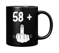 Mug Monster - 59th Birthday Mug, I Am 58 + 1, Gift for 59 Year Old, Novelty Mug - Ceramic Coffee Mug/Cup, Gift for Men or Women, Extra Large and Giant Mug Available, 11oz Black Mug