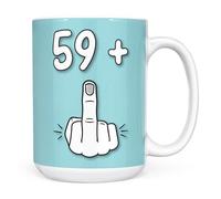Mug Monster - 60th Birthday Mug, I Am 59 + 1, Gift for 60 Year Old, Novelty Cup - Ceramic Coffee Beaker/Cup, Gift for Men or Women, Extra Large and Giant Available, 15oz White