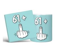 Mug Monster - 62nd Birthday Mug, I Am 61 + 1, Gift for 62 Year Old, Novelty Cup - Ceramic Coffee Beaker/Cup, Gift for Men or Women, Extra Large and Giant Available, 11oz White & Coaster