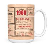 Mug Monster - 65th Birthday Gifts for Men - Back in 1960 in This Year Mugs, Unusual 65th Birthday Gifts for Women, Wedding Anniversary Present, 15oz Large White Ceramic Coffee Mug