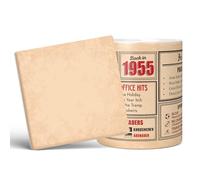Mug Monster - 70th Birthday Gifts for Men - Back in 1955 in This Year Mugs, Unusual 70th Birthday Gifts for Women, Wedding Anniversary Present, 20oz Extra Large Giant White Coffee Mug & Coaster