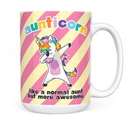 Mug Monster - Aunticorn Funny Novelty Mug, Auntie Gifts, Birthday Gift Idea for Aunt - Ceramic Coffee Cup, Gift for Men or Women, Extra Large and Giant Available, 15oz White